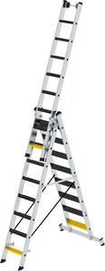 Scaletta multiuso a 3 sezioni con traversa nivello® e clip-step R13 3x8 gradini