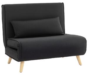 HOMCOM Poltrona Letto 3 in 1 con Schienale Reclinabile su 6 Posizioni in Tessuto, 94x78x80 cm, Nero | Aosom Italy
