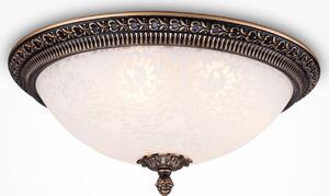 Plafoniera metallo vetro E27 rotonda Ø 37 cm in bronzo bianco antico Plafoniera rustica a 3 luci