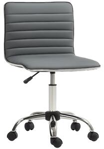 HOMCOM Sedia da Ufficio Ergonomica in Pelle PU con Altezza Regolabile, Seduta Girevole e Ruote, Grigio Scuro