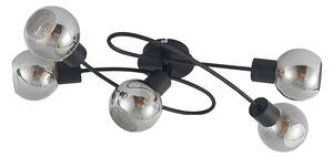 Lampada da soffitto Lindby Elaina, 66 cm, 5 luci, nero/fumo, E14