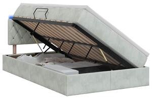 Letto a castello con contenitore LED vidaXL con materasso, grigio chiaro, 120 x 200 cm, velluto