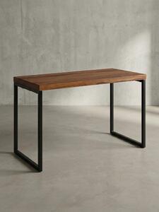 Scrivania industriale, legno massello di sheesham/metallo, realizzata a mano, mix di materiali. 117x59x77 cm | Kadima Design