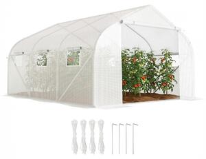 Outsunny, serra a tunnel di 3,50 x 3 metri, con 6 finestre e una grande porta, colore bianco