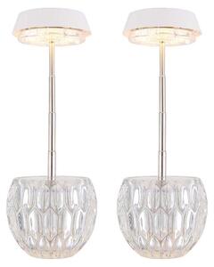Set di 2 lampade da tavolo a LED, dimmer touch, vetro trasparente, acciaio inossidabile, H 28 cm