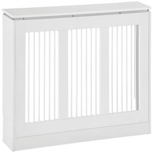 HOMCOM Copritermosifone a Doghe Moderno ed Elegante per la Casa, in MDF e Acciaio, 90x18x84cm, Bianco|Aosom