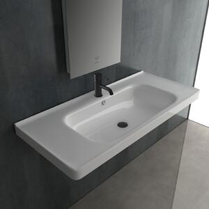 Lavabo Alpenberger largo 100 cm | WC e bagno per ospiti | Lavabo quadrato | Lavabo a parete | Lavandino con Nano | Lavandino per bagno per lavabi moderni