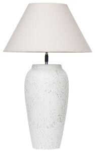 BELIANI Lampada da tavolo base in Vetroceramica bianca paralume a cono regolabile in lino design moderno e minimalista soggiorno camera da letto