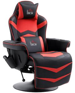 Sedia da Gaming Massaggiante con Poggiapiedi e Cuscino 79,5x82,5x111,5 cm in Pelle PU Nero