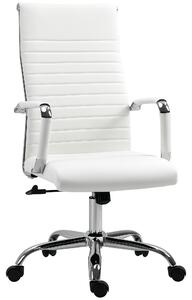 Vinsetto Sedia da Ufficio Ergonomica in Finta Pelle, Seduta Girevole e Dondolo, 54x62x104-114 cm, Bianco | Aosom Italy