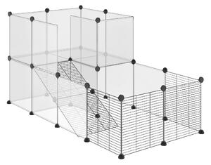 PawHut Recinto per Animali Modulabile con Pannelli 35x35 cm e Accessori, in Acciaio e PP, 140x70x70 cm, Nero
