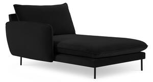 Chaise longue Vienna in velluto con gambe nere - L170cm