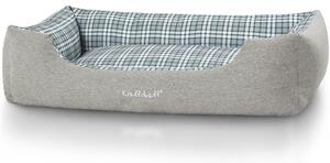 Cuccia per cani Knuffelwuff Lennard in velluto a quadri, taglia M-L (85 x 63 cm), grigio/verde