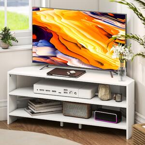 HOMCOM Mobile TV ad Angolo per 47" max con 2 Ripiani Aperti, in Legno, 110x36x45 cm, Bianco | Aosom Italy