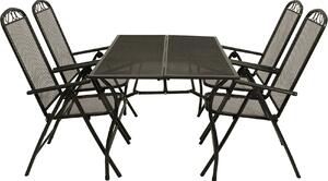 Set da giardino DEGAMO Set da giardino CLASSIC 5 pezzi (4x poltrone pieghevoli, 1x tavolo 90x150cm), lamiera stirata antracite