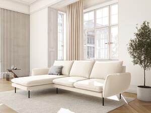 Divano angolare Vienna 5 posti in velluto con gambe nere - L255cm