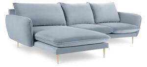 Divano angolare Vienna 5 posti in velluto con gambe oro - L255cm