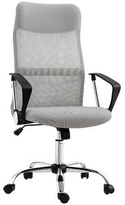 HOMCOM Sedia Ergonomica da Ufficio Girevole, Altezza Regolabile e Schienale a Rete, 63x65x109-119 cm, Grigio Chiaro | Aosom Italy