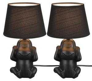 2 lampade da tavolo, in Vetroceramica e tessuto, colore nero, altezza 27 cm