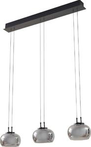 Lucande LED a sospensione Dain, 3 luci, grigio fumo, vetro