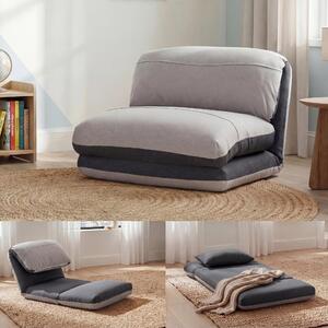 Poltrona letto HWC-E68, divano letto funzionale poltrona pieghevole poltrona reclinabile, tessuto/tessuto ~ grigio scuro/grigio chiaro