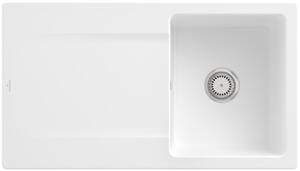Lavello Villeroy&Boch con set di scarico a funzionamento manuale, Siluet 50 Stone White 90x51cm, reversibile