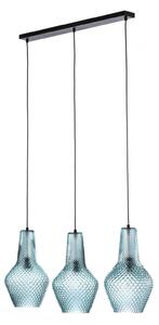Lindby lampada a sospensione Drakar, 3 luci, azzurro, vetro, Ø 25 cm