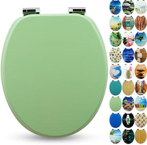 Sedile WC Sanfino® Premium "Mint Green": sedile WC di alta qualità in legno con chiusura ammortizzata, numerosi motivi colorati, facile da montare
