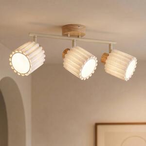 Faretto da soffitto Lindby Shiloh, a 3 luci, naturale/beige, legno Shiloh Lindby, dimmerabile, Legno chiaro, Soggiorno / Sala da pranzo, Legno, Moderno, Downlight