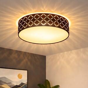 Plafoniera LED, tessuto, nero, oro, satinato, P 38 cm