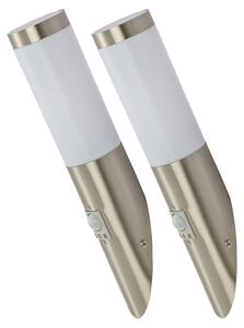 Set di 2 lampade da parete a LED per esterni, con sensore di movimento, in acciaio inossidabile, altezza 41 cm