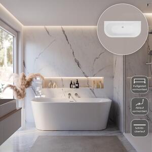 Schulte Vasca da bagno 180x80 cm Set completo con grembiule premontato, base e scarico e troppopieno, vasca da bagno freestanding Rio in acrilico bianco