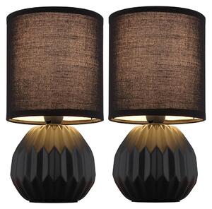 2x lampada da tavolo, Vetroceramica, tessuto, nero, H 23 cm