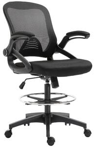 Vinsetto Mesh: sedia da disegno, sedia da ufficio ergonomica girevole con rotelle, nera