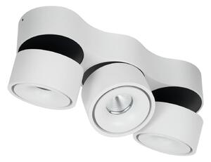 Faretto a soffitto Rotari, lenti, 3 luci, bianco