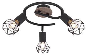 Lampada da soffitto, gabbia in metallo, legno, nero, naturale, P 23 cm
