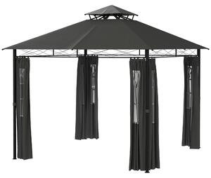 Outsunny, gazebo da giardino 3x3 metri, tenda per feste con parete laterale e tetto a doppia falda