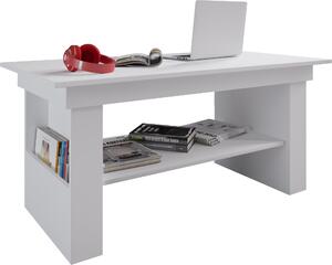 Tavolino Kobila, con 1 ripiano e 2 scomparti, bianco