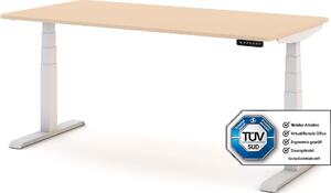 Scrivania per bambini ASSMANN JUNIOR Curved, regolabile elettricamente in altezza, color sabbia-bianco, 140x80 cm, funzione di memoria, protezione anticollisione, doppio motore