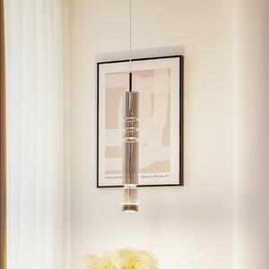Lucande LED a sospensione Christelle, nero, Ø 8 cm, vetro