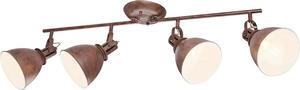 Plafoniera, metallo, ruggine, faretti mobili, L 80 cm