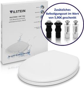 Sedile WC VILSTEIN con meccanismo soft-close I Fissaggi in acciaio inox I Termoindurente I Bianco lucido