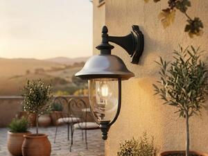 Lampada da esterno a LED in stile rustico, grande lanterna da parete sospesa nero-argento