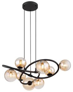 Lampada a sospensione a LED, vetro nero ambrato H 120 cm
