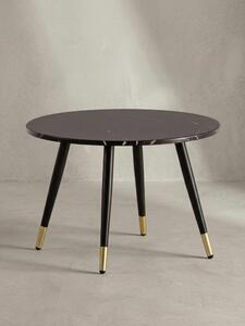 Tavolino da salotto 60x60x41 cm con effetto marmo nero moderno, tavolino da salotto di design con struttura in metallo, tavolino rotondo, tavolino da salotto