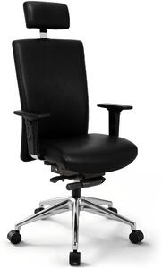 Sedia direzionale VERSEE Terox in pelle nera - sedia ergonomica da ufficio e da scrivania, comoda per lunghi periodi di seduta, robusta sedia girevole con una capacità di carico fino a 150 kg