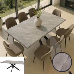 Tavolo da pranzo MCW-O55, tavolo da cucina, tavolo da pranzo, industriale MDF metallo 180 cm ~ effetto marmo grigio