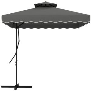 Outsunny Ombrellone a Sbalzo con Doppio Tetto, Apertura a Manovella e Base a Croce, 2.5x2.5m, Grigio