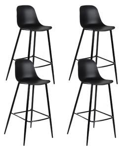 E-STYLO Sgabello da cucina con poggiapiedi Seduta e schienale in polipropilene Gambe in metallo ,47.5cm X 47cm H. 91.5cm,Nero