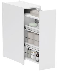 HOMCOM Mobiletto Bagno Salvaspazio a 3 Livelli con Binari Scorrevoli, in Legno, 47x25x66.5 cm, Bianco